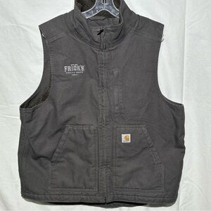Carhartt Sherpa Lined Canvas Vest Mens Large Gray Workwear Outdoor Utility
